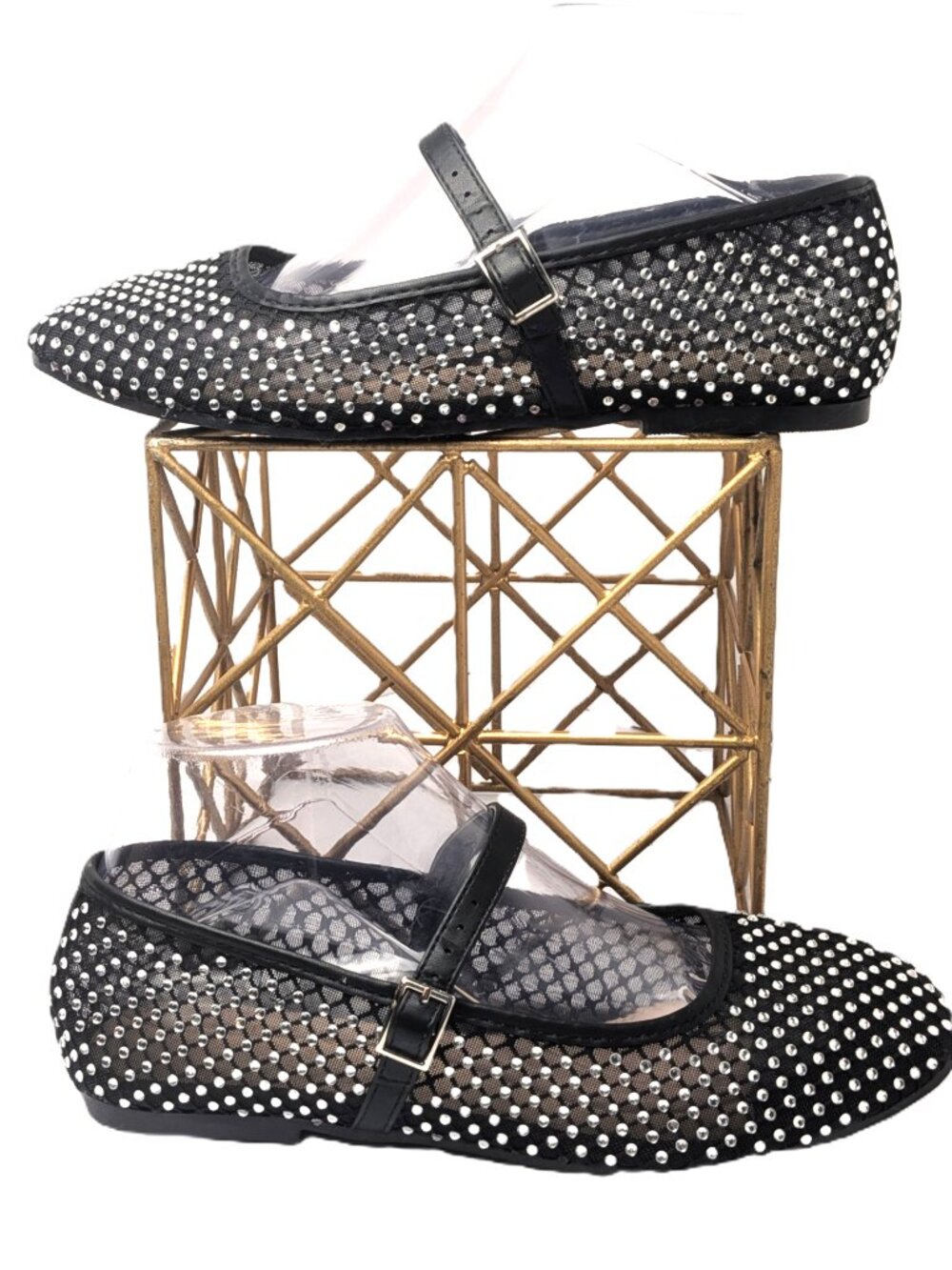 Sincerely Jules Glitzy Black Rhinestone Mary Jane Flats 6.5M NWOT